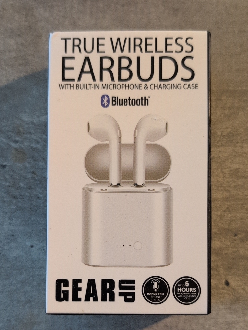 True Wireless Bluetooth Earbuds in White - Built-In Microphone